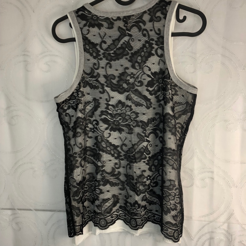 Michael Kors tank top lace and cotton 2 layers Size P - Picture 5 of 6